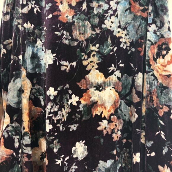 Calvin Klein Womens Velvet Puff Sleeve Floral Dress Size 14 Wedding Whimsigoth - Picture 3 of 14